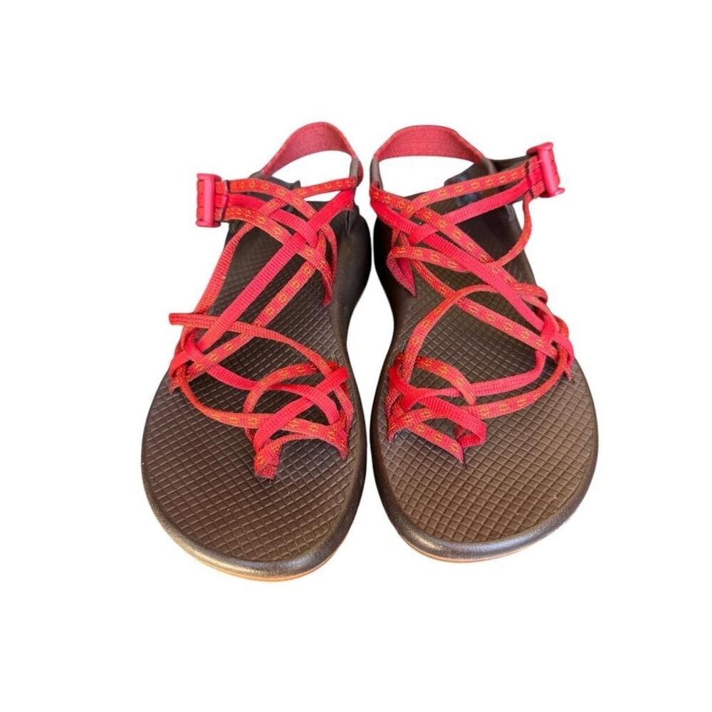 Chaco ZX3 Red Garden Peach Toe Loop Sandal Women size 8 - Picture 2 of 4
